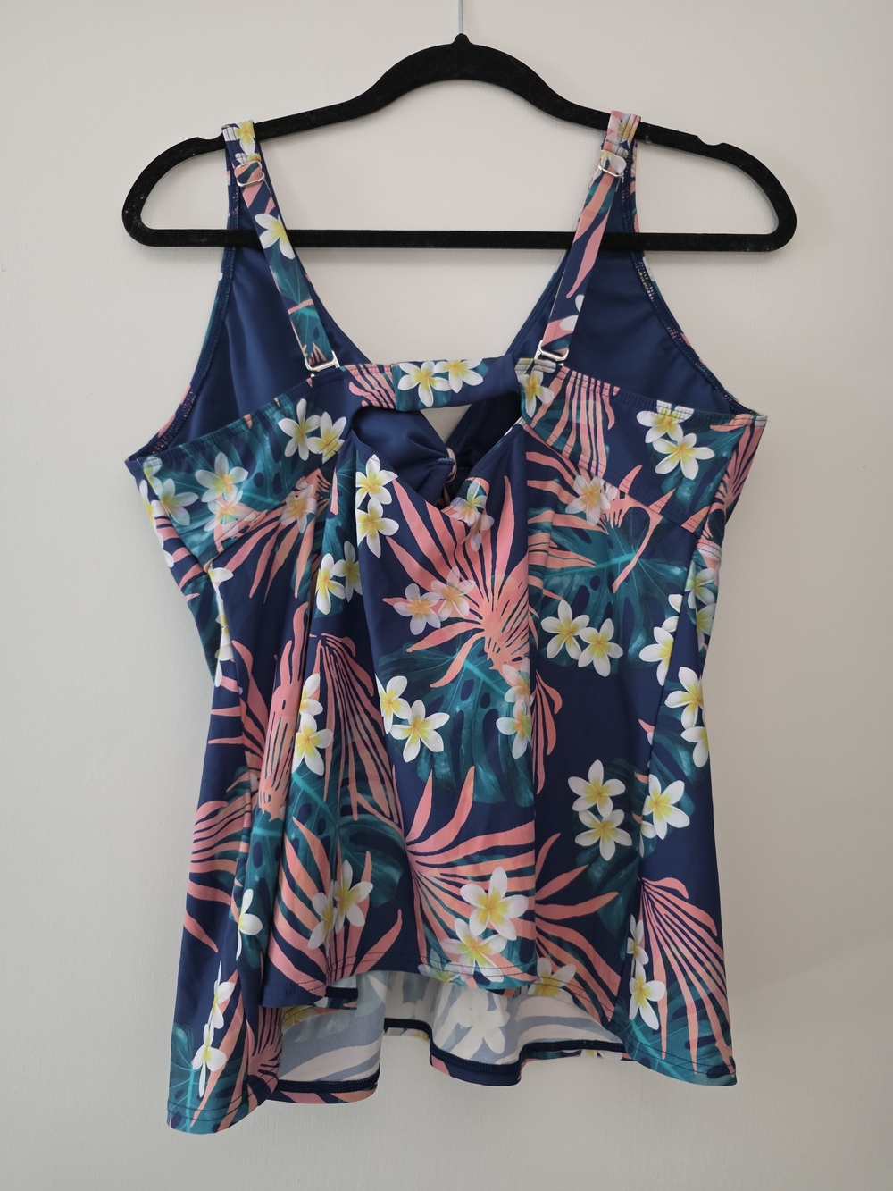 Navy Tropical Floral Tankini with Front Tie - Picture 3 of 5